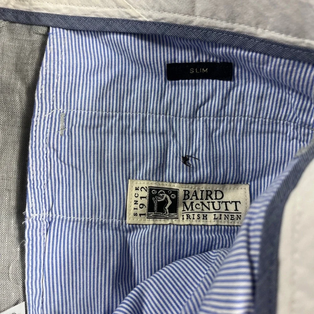 J.Crew Bowery Slim Baird McNutt Irish Linen Dress Pants Light Gray Mens 31x32